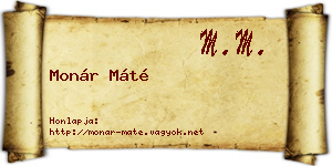 Monár Máté névjegykártya
